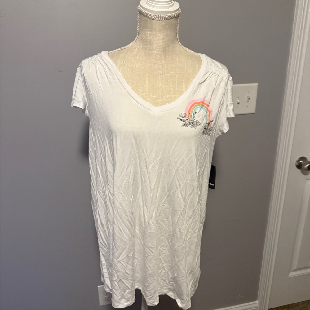 Torrid rainbow flora shirt white
